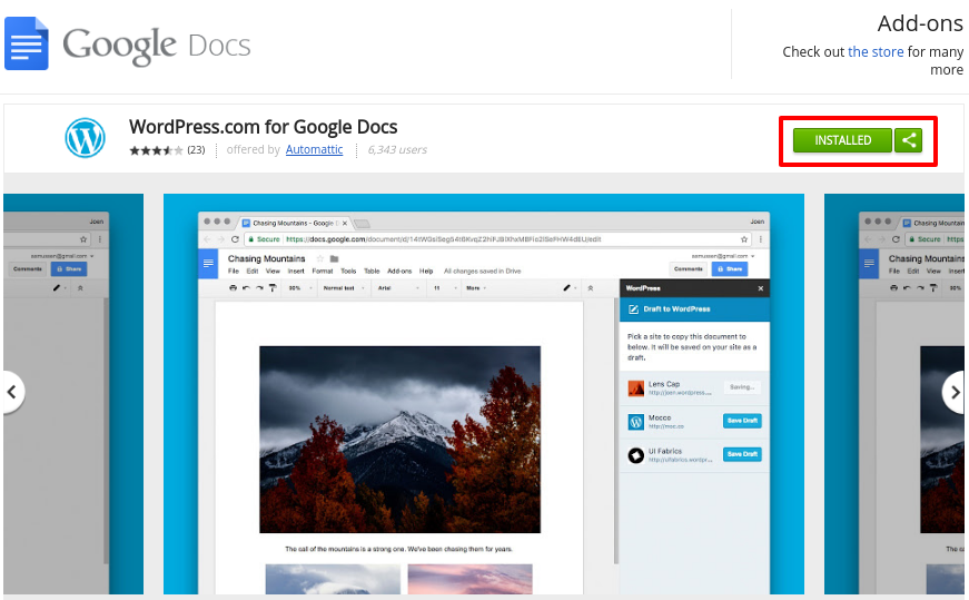 install Google Docs add-on