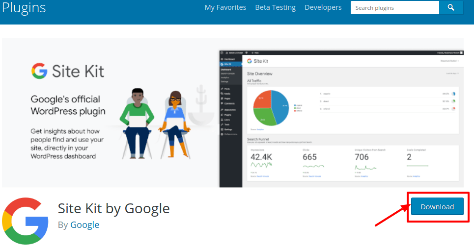 download the Google Site Kit WordPress plugin