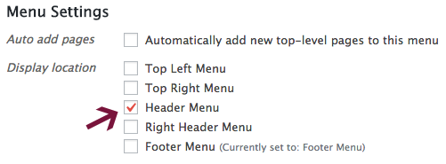 Header menu setting