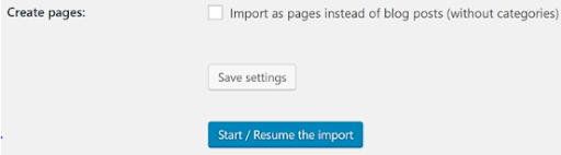 Resume the Import