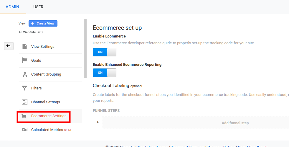 Ecommerce setting