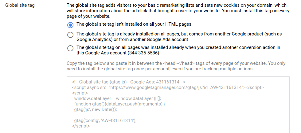 global site tag