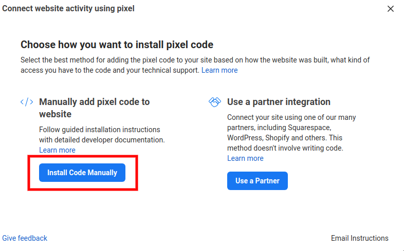 Facebook Pixel Manual Code